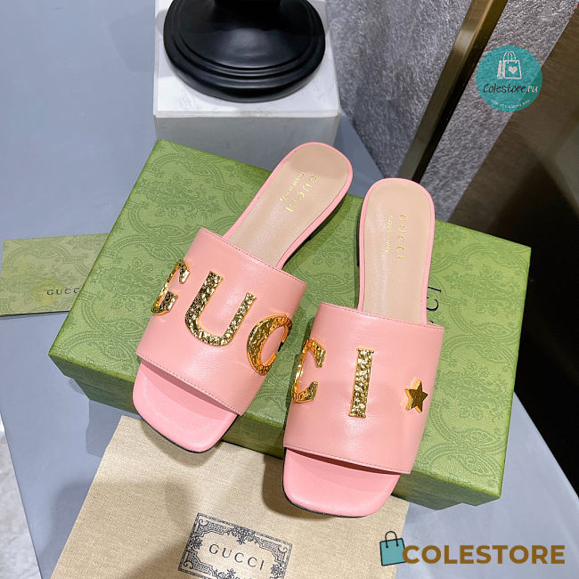 Gucci Leather Slide In Pink Leather - 1