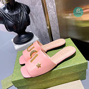 Gucci Leather Slide In Pink Leather - 2