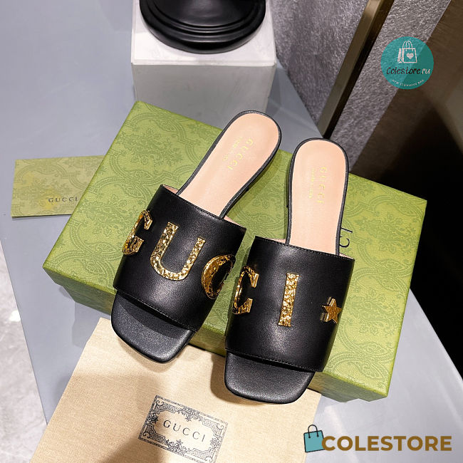 Gucci Leather Slide In Black Leather - 1
