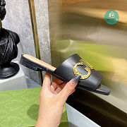 Gucci Leather Slide In Black Leather - 3