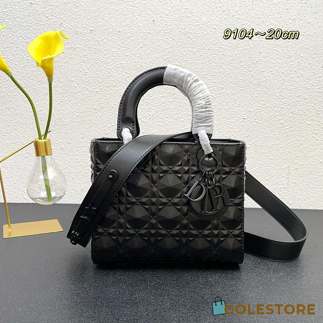 Dior Mini Lady Dior Bag Diamond Motif Black 20 x 16.5 x 8cm - 1