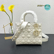 Dior Mini Lady Dior Bag Diamond Motif White 20 x 16.5 x 8cm - 1