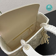 Dior Mini Lady Dior Bag Diamond Motif White 20 x 16.5 x 8cm - 5
