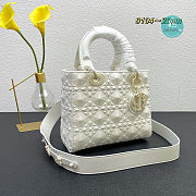 Dior Mini Lady Dior Bag Diamond Motif White 20 x 16.5 x 8cm - 3
