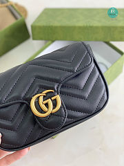 Gucci Marmont Matelasse Chevron Leather Mini Bag In Black 18×11×5cm - 4