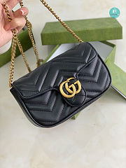 Gucci Marmont Matelasse Chevron Leather Mini Bag In Black 18×11×5cm - 2