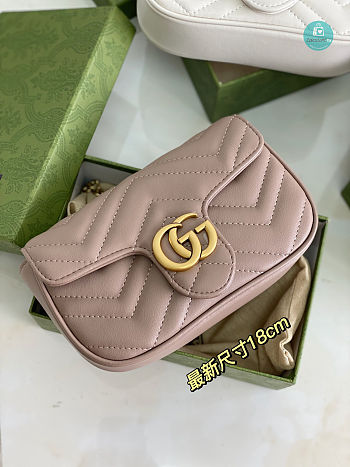 Gucci Marmont Matelasse Chevron Leather Mini Bag In Pink 18×11×5cm