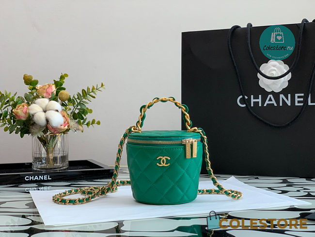 Chanel Vanity With Chain And Top Handle Green 10.5x11.6x10.5 cm - 1