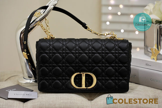 Large Dior Caro Bag Black Supple Cannage Calfskin 29x18x10 cm  - 1