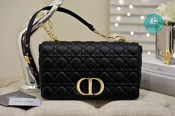 Large Dior Caro Bag Black Supple Cannage Calfskin 29x18x10 cm 
