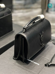 YSL Sunset Chain Leather Bag In Black 19x14x5.5cm - 4