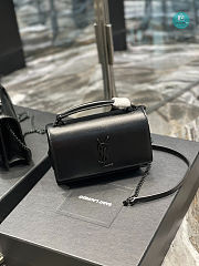 YSL Sunset Chain Leather Bag In Black 19x14x5.5cm - 6
