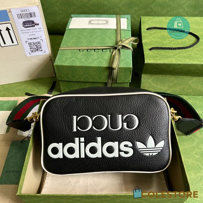 Adidas x Gucci Small Shoulder Bag In Black Leather 25x16x9.5 cm - 1
