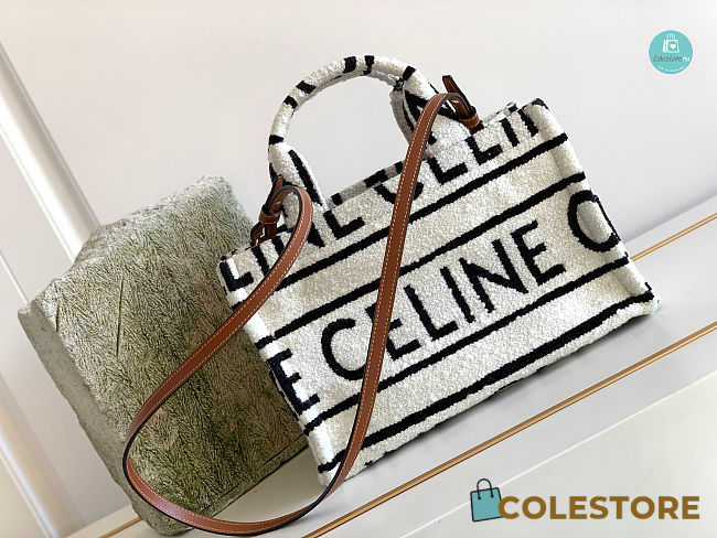 Celine Small Cabas Thais In Textile With Triomphe and Calfskin 29x16x13cm  - 1