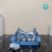 Prada Re-Edition 2000 Embroidered Drill Mini Bag In Blue 22x18x6 cm - 1