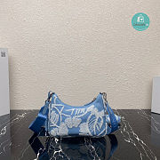 Prada Re-Edition 2000 Embroidered Drill Mini Bag In Blue 22x18x6 cm - 4