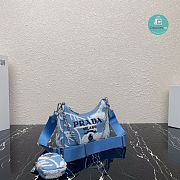 Prada Re-Edition 2000 Embroidered Drill Mini Bag In Blue 22x18x6 cm - 3
