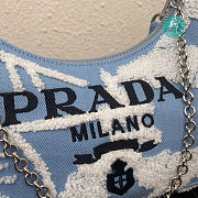 Prada Re-Edition 2000 Embroidered Drill Mini Bag In Blue 22x18x6 cm - 2
