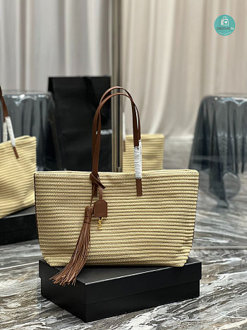 YSL Saint Laurent Shopper Tote Woven Raffia 38×28×13 cm