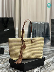 YSL Saint Laurent Shopper Tote Woven Raffia 38×28×13 cm - 4