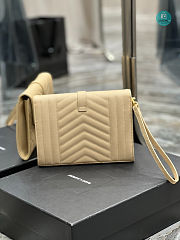 YSL Monogram Chain Wallet In Mix Matelassé Grain De Poudre Embossed Leather Beige 21×6×3 cm - 5