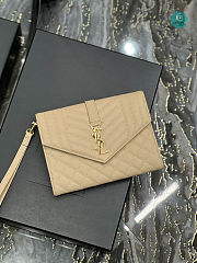 YSL Monogram Chain Wallet In Mix Matelassé Grain De Poudre Embossed Leather Beige 21×6×3 cm - 3