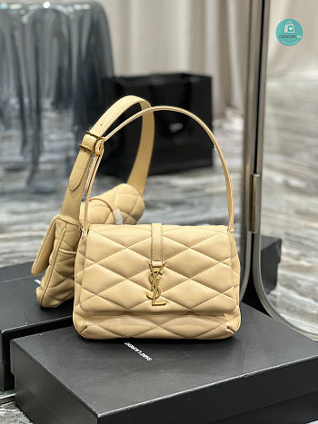 YSL Saint Laurent LE 57 Shoulder Bag In Quilted Lambskin Beige 24×18×5.5cm