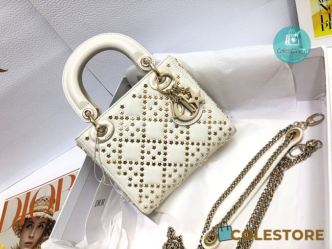 Mini Lady Dior Bag Latte Lucky Star Cannage Lambskin 17 x 15 x 7 cm  - 1