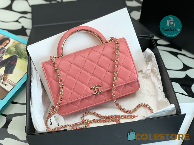 Chanel Trendy CC Wallet on Chain Lambskin In Pink 19x12x3.5cm - 1