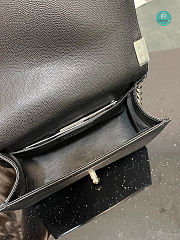 Chanel Boy Flap Bag Black Chevron Calfskin Silver Hardware Size 20cm - 5