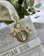 Lady D-lite Gold Tone Embroidery Medium Bag 24x20x11cm - 6