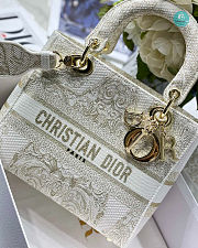 Lady D-lite Gold Tone Embroidery Medium Bag 24x20x11cm - 2
