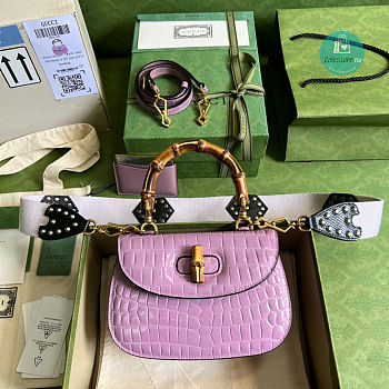 Gucci Bamboo 1947 Small Top Handle Bag In Pink 21x15x7cm