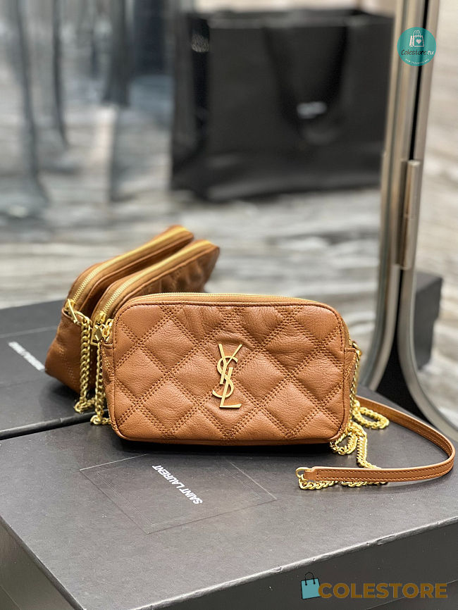 YSL Becky Quilted Leather Double-Zip Pouch 608941 19x11x5cm  - 1
