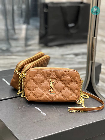 YSL Becky Quilted Leather Double-Zip Pouch 608941 19x11x5cm 