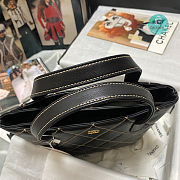 Chanel Wild Stitch Hand Tote Bag Calfskin Leather In Black 23x24x9cm - 4