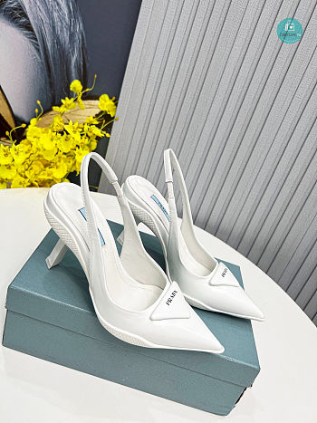 Prada Pointed Heels Shoes In White 8.5cm