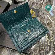 YSL Sunset Medium Teal Crocodile-effect Leather Shoulder Bag In Green 22x8x16 cm - 3