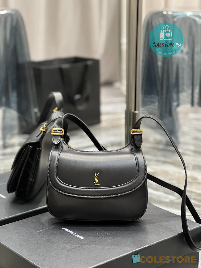 YSL Charlie Medium Shoulder Bag In Black Smooth 23x17x4 cm - 1