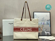Celine Cabas Calfskin Logo Totes In Red 43x35x15 cm - 1