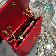YSL Quilted Leather LouLou Bag In Red 25×17×9cm - 6