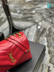 YSL Quilted Leather LouLou Bag In Red 25×17×9cm - 4