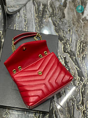 YSL Quilted Leather LouLou Bag In Red 25×17×9cm - 2