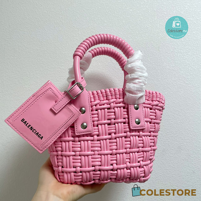 Colestore Balenciaga Bistro XXS Basket With Strap in Pink Varnished 16x15x9cm - 1