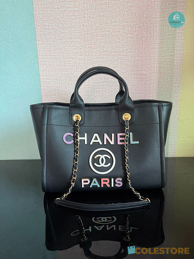 Chanel Tote Gold-Tone Metal Black 22x39x12Cm - 1