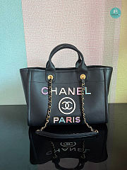 Chanel Tote Gold-Tone Metal Black 22x39x12Cm - 1