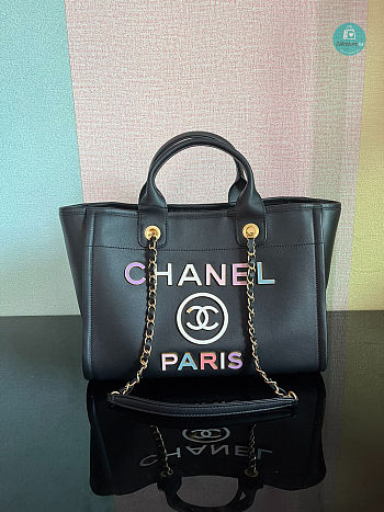 Chanel Tote Gold-Tone Metal Black 22x39x12Cm