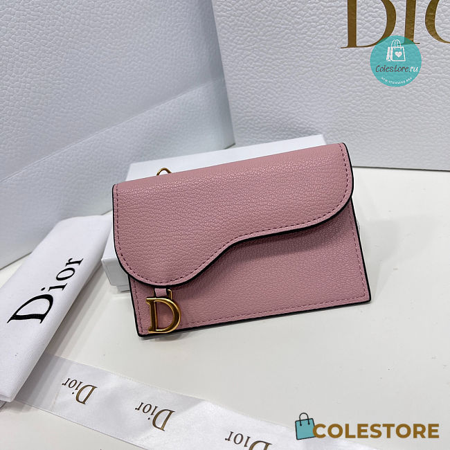 Dior Saddle Lotus Wallet Blush Grained Calfskin 13x8.5x2.5 cm - 1