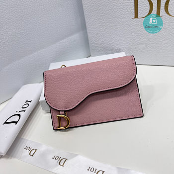 Dior Saddle Lotus Wallet Blush Grained Calfskin 13x8.5x2.5 cm