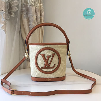 Louis Vuitton Petit Bucket Bag Raffia In Brown 24 x 19 x 18.5 cm